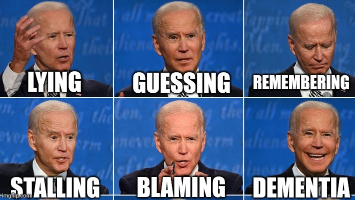 The Biden Bunch |  LYING; GUESSING; REMEMBERING; STALLING; DEMENTIA; BLAMING | image tagged in biden,let's go brandon,midterms | made w/ Imgflip meme maker