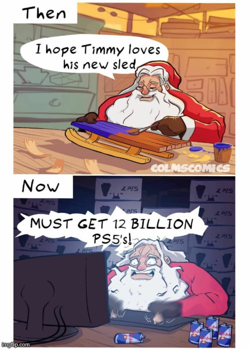 Then vs now (Credit to creator in comments) | image tagged in comics,funny,memes,santa,then vs now | made w/ Imgflip meme maker