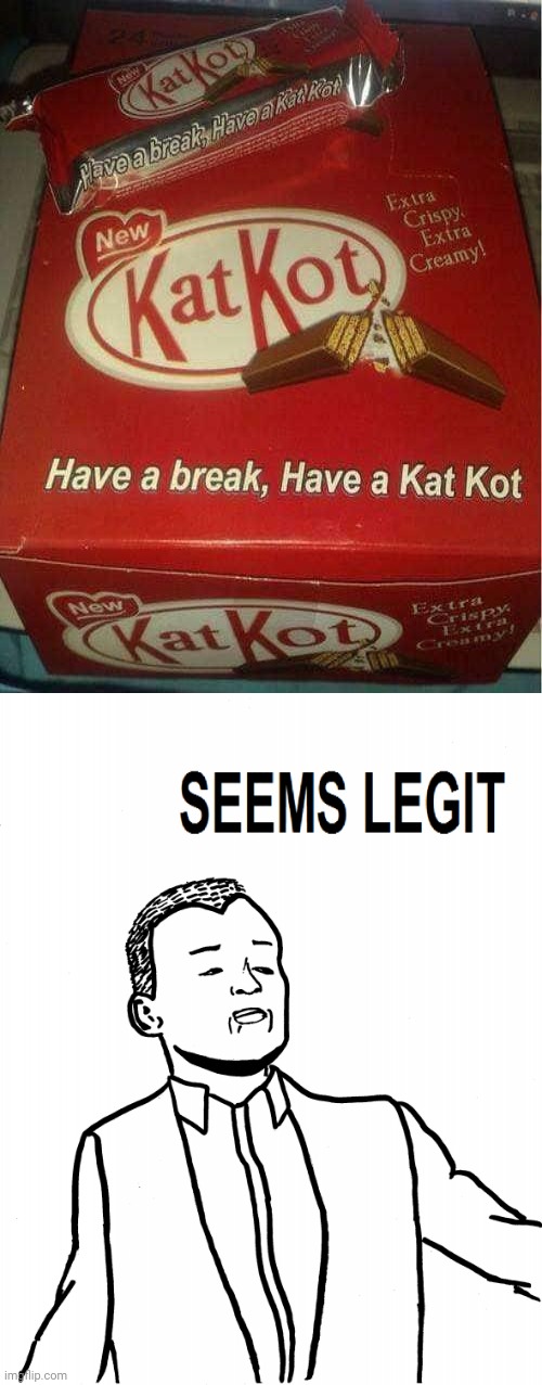 Kat Kot | image tagged in seems legit,candy,reposts,repost,memes,meme | made w/ Imgflip meme maker