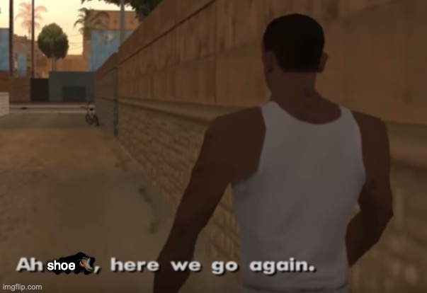 Ah S*it, Here We Go Again | shoe ? | image tagged in ah s it here we go again | made w/ Imgflip meme maker