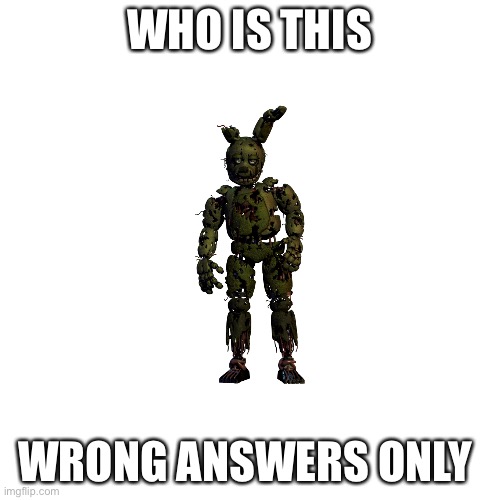 WHO IS THIS; WRONG ANSWERS ONLY | image tagged in springtrap,69,who is that pokemon | made w/ Imgflip meme maker
