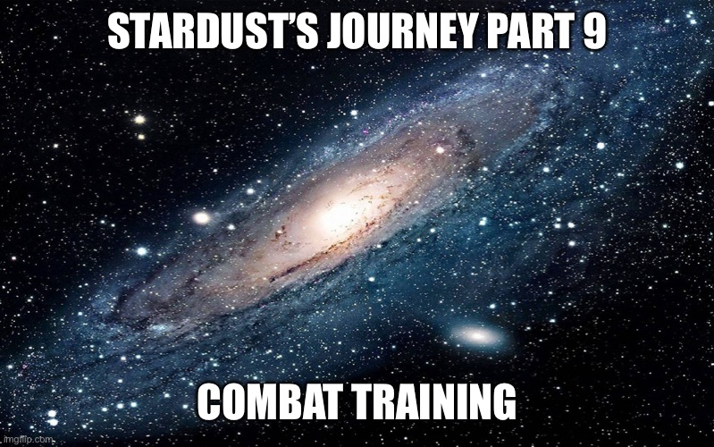 Story time. | STARDUST’S JOURNEY PART 9; COMBAT TRAINING | image tagged in galaxy | made w/ Imgflip meme maker