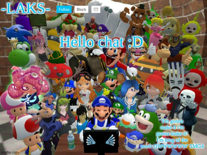 My SMG4 template | Hello chat :D | image tagged in my smg4 template | made w/ Imgflip meme maker
