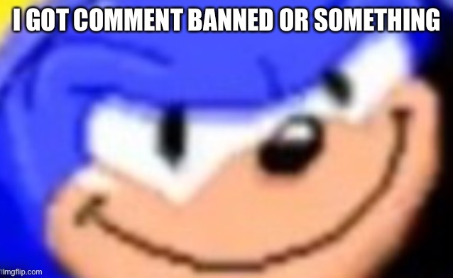 Sonic smile | I GOT COMMENT BANNED OR SOMETHING | image tagged in sonic smile | made w/ Imgflip meme maker