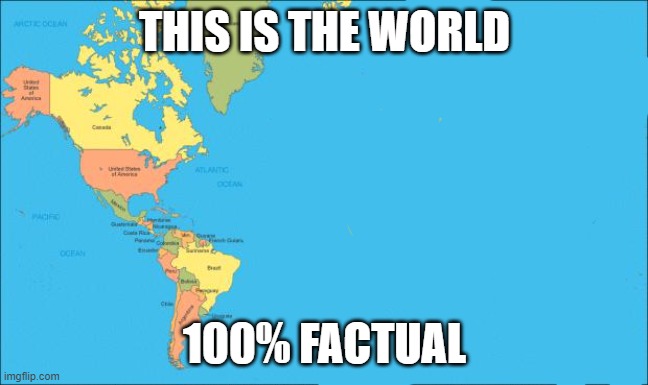 the REAL world | THIS IS THE WORLD; 100% FACTUAL | image tagged in world map | made w/ Imgflip meme maker