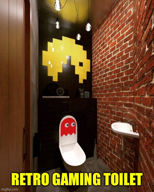 RETRO GAMING TOILET | image tagged in gaming,toilet,funny,memes,wish i had that | made w/ Imgflip meme maker