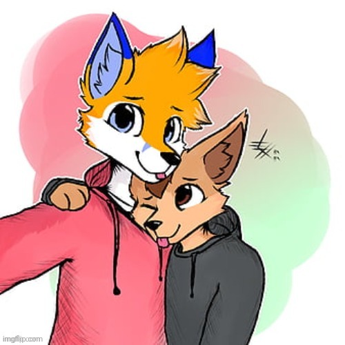 Art's not mine | image tagged in furry hug | made w/ Imgflip meme maker