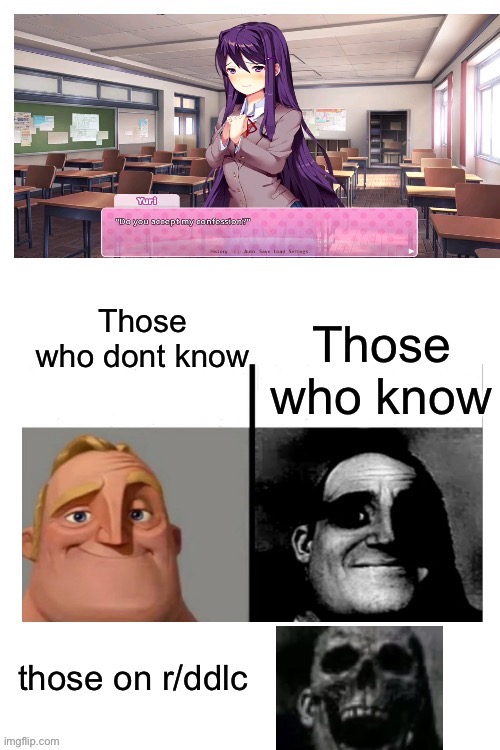 you either know or you don't know (warning: dont google this its super dark) | image tagged in ddlc,memes,anime,visual novel,mr incredible becoming uncanny | made w/ Imgflip meme maker