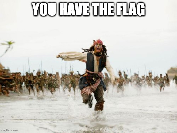 Jack Sparrow Being Chased | YOU HAVE THE FLAG | image tagged in memes,jack sparrow being chased | made w/ Imgflip meme maker