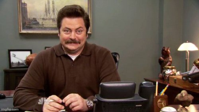 Happy Ron Swanson | image tagged in happy ron swanson | made w/ Imgflip meme maker