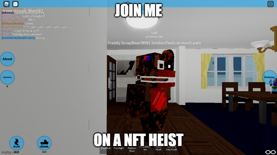 https://imgflip.com/m/NFT-HEIST-PLANNING | JOIN ME; ON A NFT HEIST | image tagged in ptsd moment | made w/ Imgflip meme maker