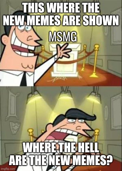 This Is Where I'd Put My Trophy If I Had One | THIS WHERE THE NEW MEMES ARE SHOWN; MSMG; WHERE THE HELL ARE THE NEW MEMES? | image tagged in memes,this is where i'd put my trophy if i had one | made w/ Imgflip meme maker