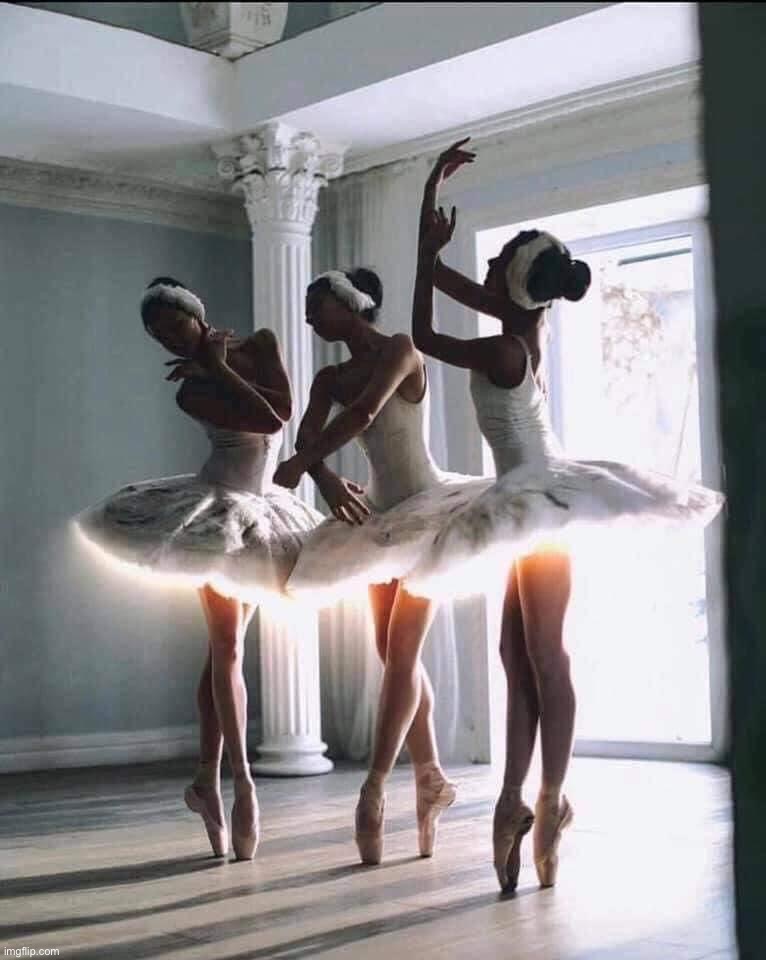 Glowing ballerinas | image tagged in glowing ballerinas | made w/ Imgflip meme maker