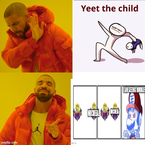 drake hotline seeing double | image tagged in drake hotline bling,drake says yes to the double trouble | made w/ Imgflip meme maker