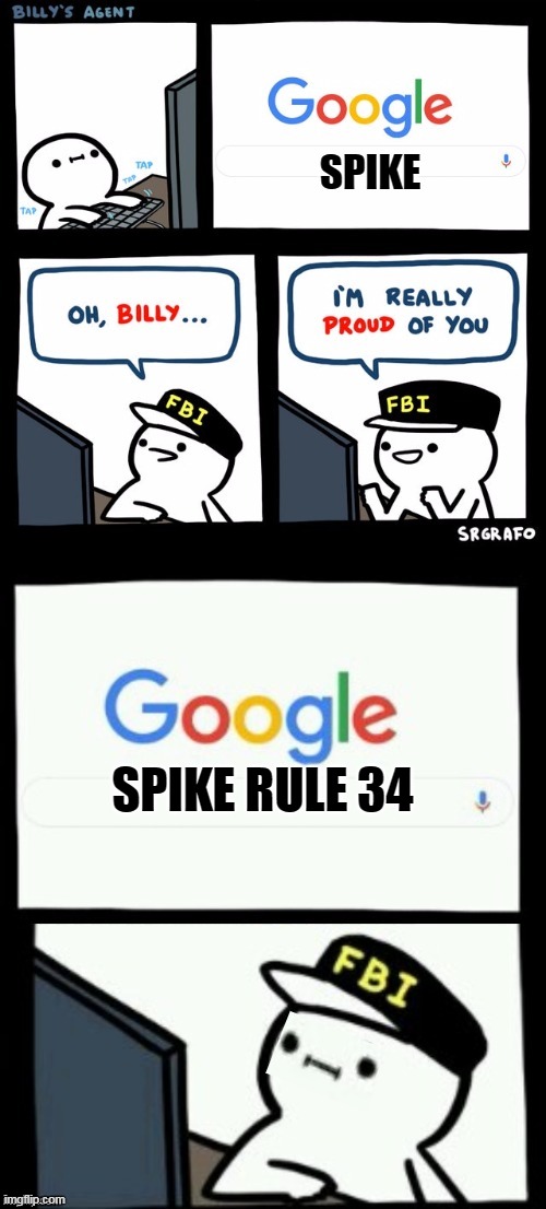 NO | SPIKE; SPIKE RULE 34 | image tagged in billy's agent is sceard | made w/ Imgflip meme maker