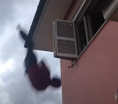 High Quality man falling out of a window Blank Meme Template
