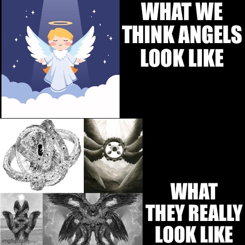 WHAT WE THINK ANGELS LOOK LIKE; WHAT THEY REALLY LOOK LIKE | made w/ Imgflip meme maker