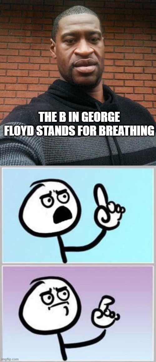 Hold....Your Breath | THE B IN GEORGE FLOYD STANDS FOR BREATHING | image tagged in george floyd,wait what | made w/ Imgflip meme maker