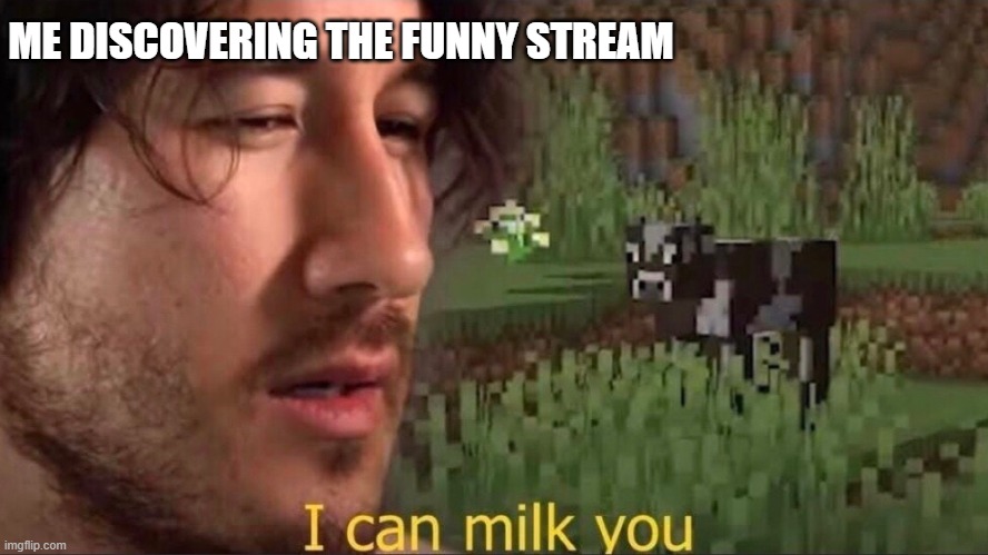 I can milk you (template) | ME DISCOVERING THE FUNNY STREAM | image tagged in i can milk you template,minecraft,markiplier,funny | made w/ Imgflip meme maker