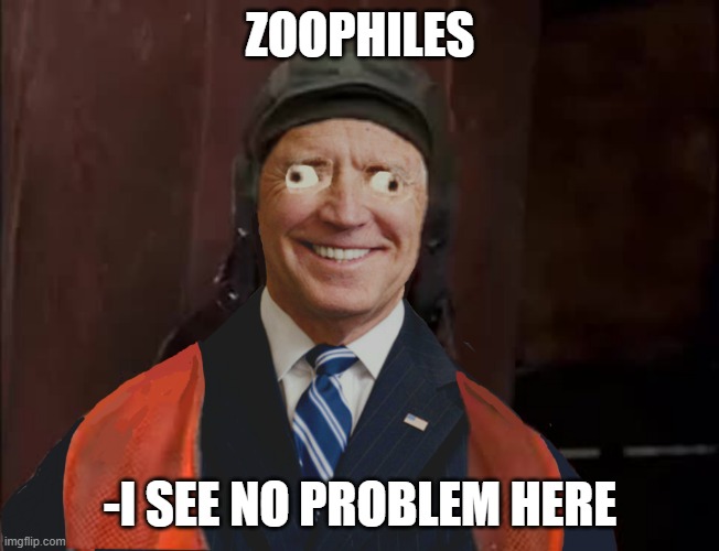 Biden I see no problem | ZOOPHILES -I SEE NO PROBLEM HERE | image tagged in biden i see no problem | made w/ Imgflip meme maker