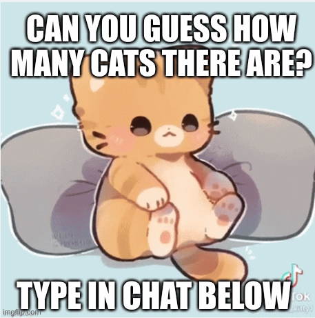 gl-gl-glitch | CAN YOU GUESS HOW MANY CATS THERE ARE? TYPE IN CHAT BELOW | image tagged in gifs | made w/ Imgflip images-to-gif maker