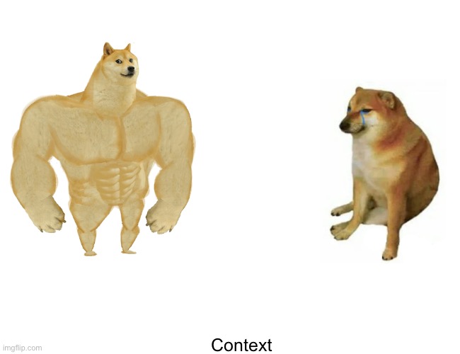 Buff Doge vs. Cheems Meme | Context | image tagged in memes,buff doge vs cheems | made w/ Imgflip meme maker