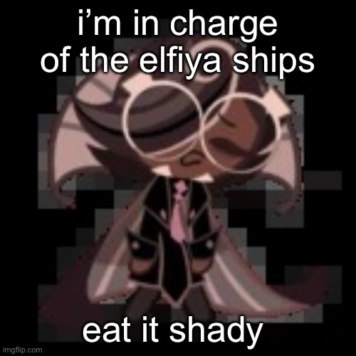 j | i’m in charge of the elfiya ships; eat it shady | image tagged in j | made w/ Imgflip meme maker