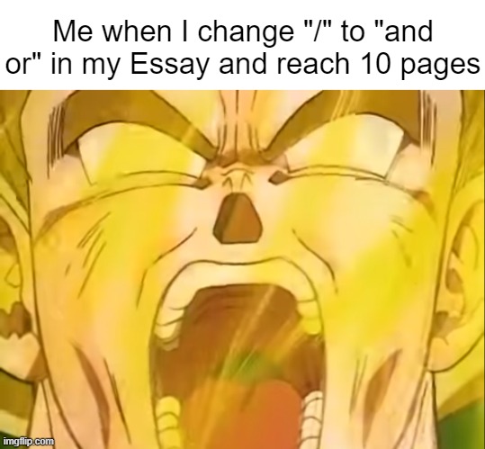 I don't know | Me when I change "/" to "and or" in my Essay and reach 10 pages | image tagged in ascension | made w/ Imgflip meme maker