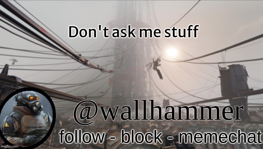 Wallhammer temp (thanks Bluehonu) | Don't ask me stuff | image tagged in wallhammer temp thanks bluehonu | made w/ Imgflip meme maker