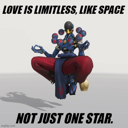 I wonder if people are noticing the colors of zenyatta xD | LOVE IS LIMITLESS, LIKE SPACE; NOT JUST ONE STAR. | image tagged in zenyatta,memes,funny,polyamorous,magic,patrick star | made w/ Imgflip meme maker