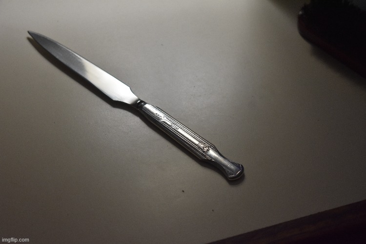 Dagger I fashioned from a butter knife. | image tagged in dagger,butterknife | made w/ Imgflip meme maker