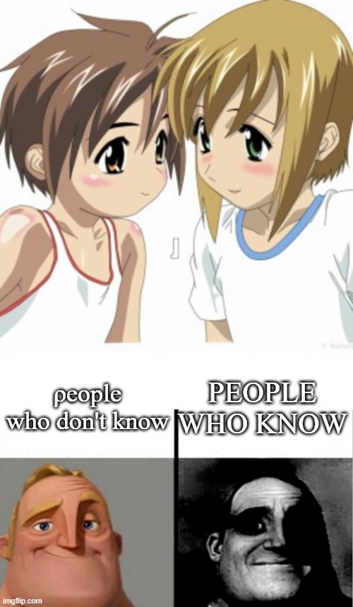 for those who are new to anime.......watch boku no hero if you wanna watch an anime with boku no in the title, not boku no pico |  ρeople who don't know; PEOPLE WHO KNOW | image tagged in teacher's copy,boku no pico | made w/ Imgflip meme maker