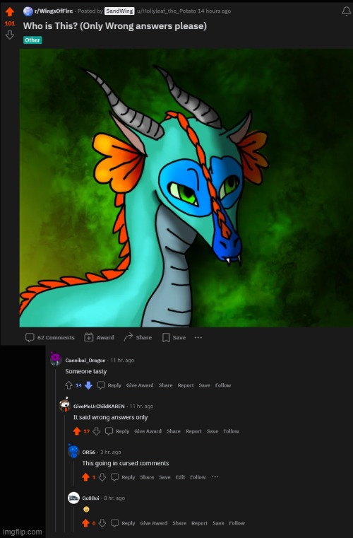 Bruuuuuuuh | image tagged in cursed comment,cursed,wings of fire,reddit,wof,wtf | made w/ Imgflip meme maker