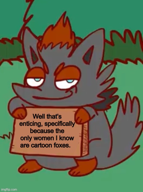scottthewoz said that, and i’d say he knows a little more about cartoon foxes then you do, pal | Well that’s enticing, specifically because the only women I know are cartoon foxes. | made w/ Imgflip meme maker