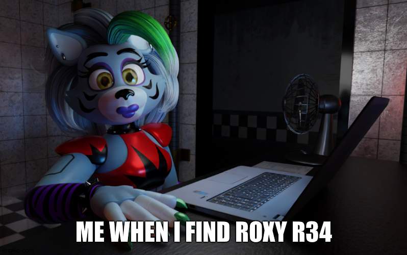 bruh (watches anyway) | ME WHEN I FIND ROXY R34 | image tagged in roxanne on the computer | made w/ Imgflip meme maker