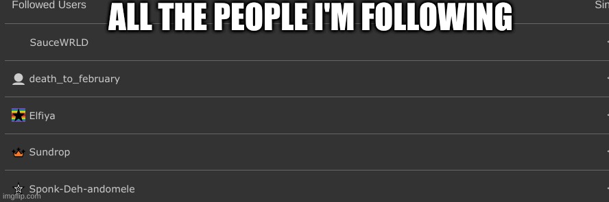 ALL THE PEOPLE I'M FOLLOWING | made w/ Imgflip meme maker