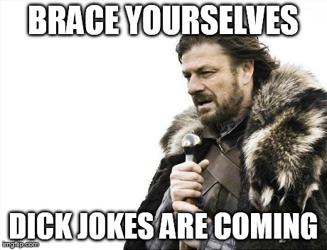Brace Yourselves X is Coming Meme | BRACE YOURSELVES DICK JOKES ARE COMING | image tagged in memes,brace yourselves x is coming | made w/ Imgflip meme maker