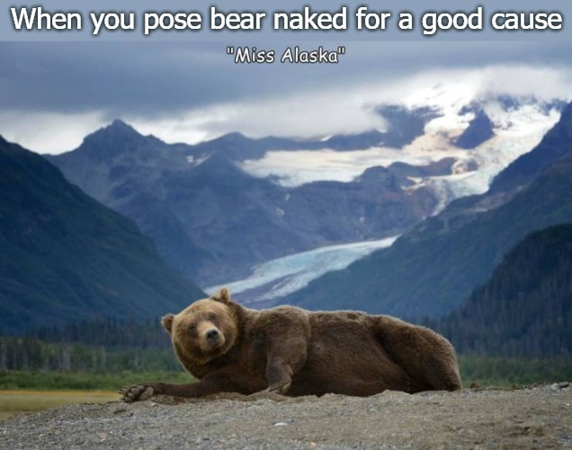 When you pose bear naked for a good cause | image tagged in bear | made w/ Imgflip meme maker