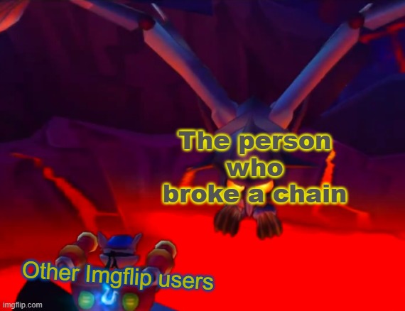 Other Imgflip users The person who broke a chain | made w/ Imgflip meme maker