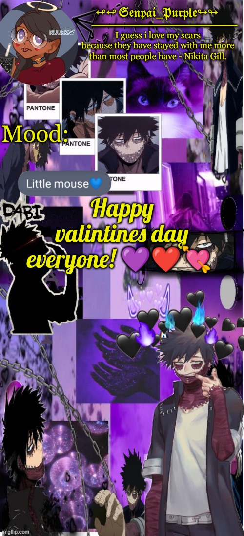 Dabi Temp :D | Happy valintines day everyone! 💜❤💘 | image tagged in dabi temp d | made w/ Imgflip meme maker