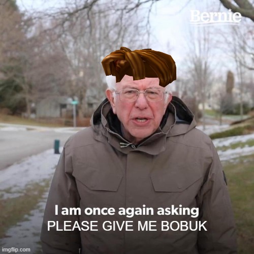 after memes of me want bobuk, I am once again asking. PLEASE GIVE ME BOBUK | PLEASE GIVE ME BOBUK | image tagged in memes,bernie i am once again asking for your support | made w/ Imgflip meme maker