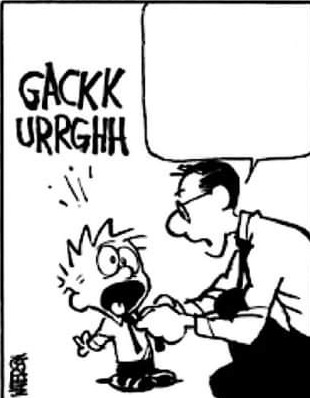 Calvin putting on a tie Blank Meme Template