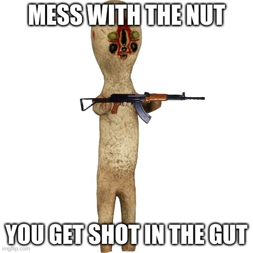 Scp 173 |  MESS WITH THE NUT; YOU GET SHOT IN THE GUT | image tagged in scp 173,scp meme,scp,scp label template keter,scp sign generator,scp tpose | made w/ Imgflip meme maker