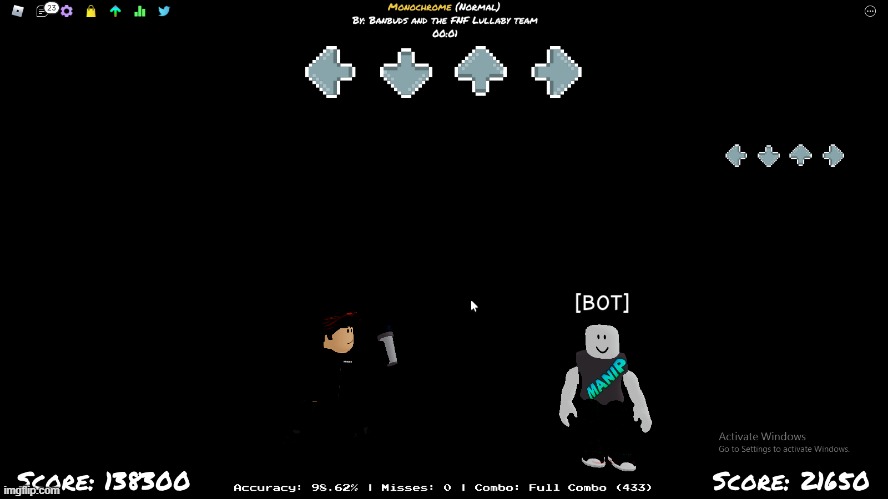 i full combo monochrome in funky friday | image tagged in memes,roblox,fnf | made w/ Imgflip meme maker