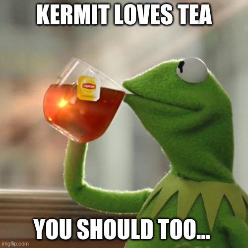 Tea | KERMIT LOVES TEA; YOU SHOULD TOO... | image tagged in memes,but that's none of my business,kermit the frog,tea | made w/ Imgflip meme maker