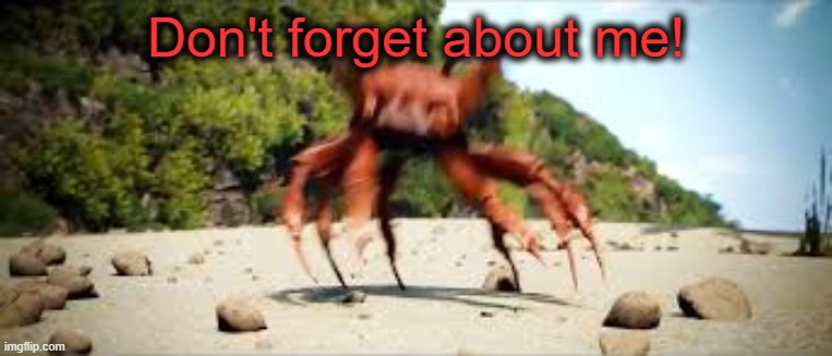 crab rave | Don't forget about me! | image tagged in crab rave | made w/ Imgflip meme maker
