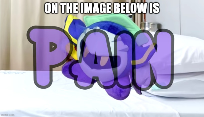 Meta Knight pain | ON THE IMAGE BELOW IS | image tagged in meta knight pain | made w/ Imgflip meme maker