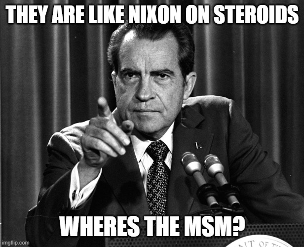 NIXON | THEY ARE LIKE NIXON ON STEROIDS WHERES THE MSM? | image tagged in nixon | made w/ Imgflip meme maker