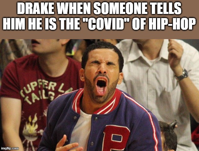 Drake - The Covid Of Hip-Hop | DRAKE WHEN SOMEONE TELLS HIM HE IS THE "COVID" OF HIP-HOP | image tagged in drake,covid-19,hip hop,rap,funny,memes | made w/ Imgflip meme maker