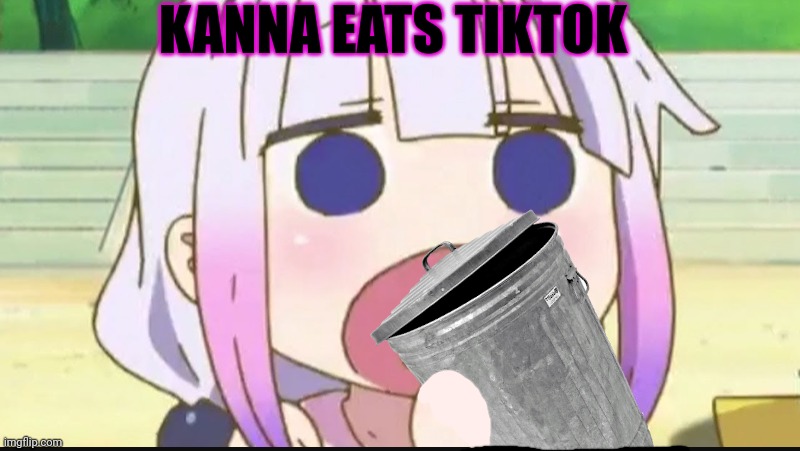 Kanna eats | KANNA EATS TIKTOK | image tagged in kanna eating a crab,kanna,eat,tiktok sucks | made w/ Imgflip meme maker